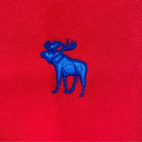 Abercrombie & Fitch Vintage Muscle Polo Shirt Moose Logo Y2K 90s Preppy Red L - Picture 3 of 9